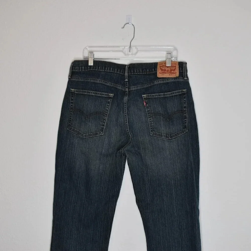 Levis 514 Mens Jeans Sz 36 x 30 Straight Dark Wash Denim Distressed 5 Pocket